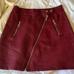 Stradivarius Asymmetrical Burgundy Skirt